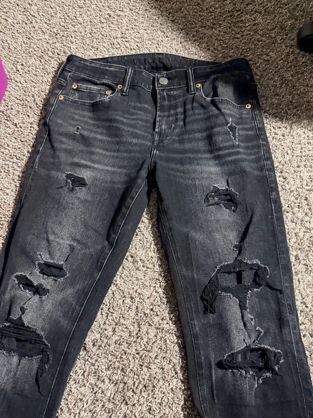 american eagle air flex 360 Black Ripped skinny Fit Jeans size 32x36